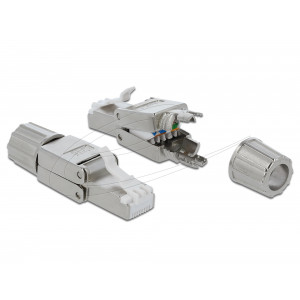 This RJ45 plug by Delock can be used to connect network cables. Installation of the plug to various cable types is tool-free and time-saving. 86476