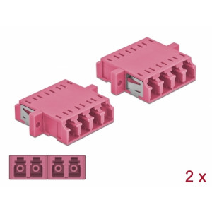 Optical Fiber Coupler LC Quad female to LC Quad female Multi-mode 2 pieces violet 86542