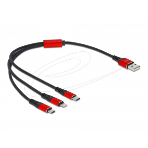 USB Charging Cable 3 in 1 Type-A to Lightning™ / 2x USB-C™ 86708