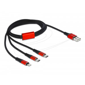 USB Charging Cable 3 in 1 Type-A to Lightning™ / 2x USB-C™ 86709