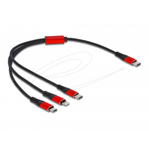 USB Charging Cable 3in1 C to Lightning/Micro-C 30cm Blk/Red 86710