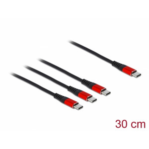 USB Charging Cable 3 in 1 USB Type-C™ to 3 x USB Type-C™ 30 cm black / red 86712