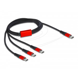 USB Charging Cable 3 in 1 USB-C™ to 3x USB-C™ black / red 86713