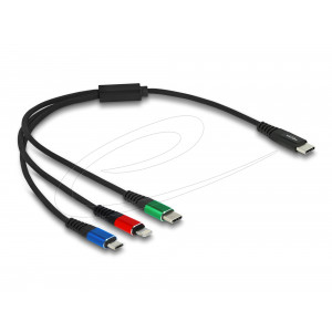 USB Charging Cable 3-in-1 C to Lightning/Micro-C 30 cm 86820