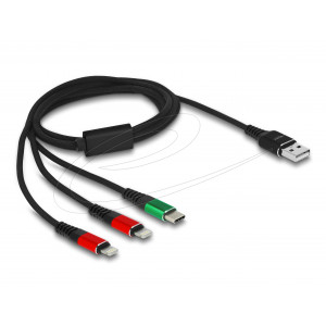 USB Charging Cable 3 in 1 Type-A to 2x Lightning™ / USB-C™ 86821