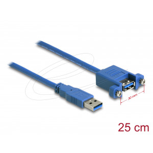 USB 5Gbps Type-A M to Type-A F panel‑mount cable 25cm 86994