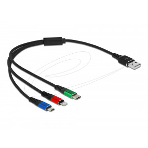 USB Charging Cable 3-in-1 A to Lightning/Micro-C 30 cm Color 87236