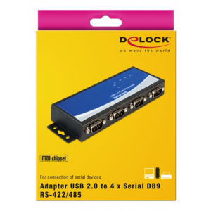 USB 2. 0-adapter till 4 x Seriellportar RS-422/485, svart 87587