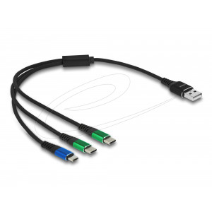 USB Charging Cable 3 in 1 Type-A to Micro USB / 2x USB-C™ 87883