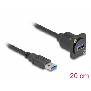 D-Type USB 5 Gbps Cable Type-A male to Type-A female black 20 cm 87967