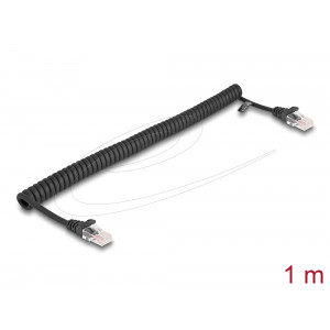 The coiled cable enables flexible data transfer, is easy to store and unlike conventional cables, takes up less space. It also has a high restoring force and can be extended to three times its original length. 87992
