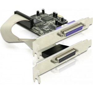 PCI-Express x1 kort med 2xParallellportar, 2xDB25 hona, 1xParallellport på extra täckplåt 89125