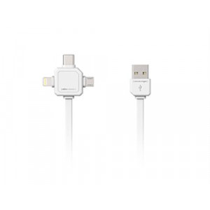Power USB Multicable, 1,5 m, Type-C, Lightning, Micro USB, vit 9003WT/USBC15