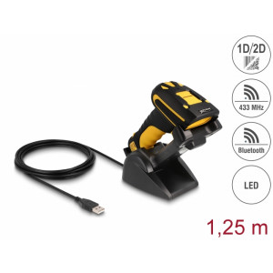 Industrial Barcode Scanner 1D and 2D for 433 MHz or Bluetooth, inductive charging station 90586