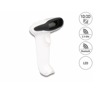 Barcode Scanner 1D and 2D for 2.4 GHz, Bluetooth or USB - white 90587