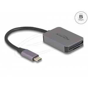 The card reader by Delock can be used for reading and writing SD or Micro SD memory cards. The card reader can be connected to a computer, laptop or mobile device via the USB Type-C™ interface.Due to its small dimensions and its sturdy housing, this Deloc