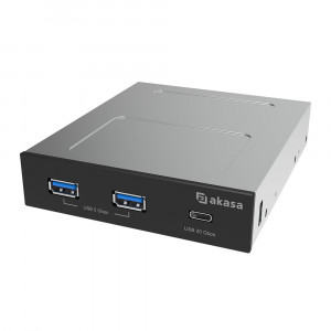 USB 20Gbps Type-C Panel with Dual USB 5Gbps Type-A PortsThe Akasa USB 3.2 Gen 2x2 Type-C panel locates in PC chassis 3.5" drive bay and gathers all USB data connections in one easy accessible place. One USB 3.2 Gen 2x2 Type-C port and two USB 3.2 Gen 1 Ty
