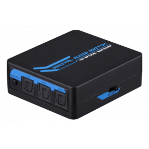 SPDIF/Toslink-switch, 4 ingångar till 1 utgång, LPCM2.0/DTS/Dolby-AC, svart APET0401T