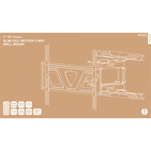 OFFICE Fullt-artikulerande väggfäste, Ultra-Slim, låg-profil, 37"-80", 45 kg, svart ARM-0259