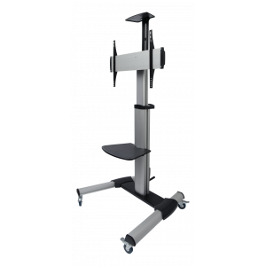 OFFICE Höjdjusterbar skärmvagn i aluminium med svängbara hjul, 37-70", tilta, rotera, grå ARM-0450