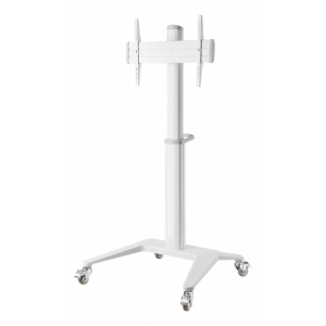 OFFICE Höjdjusterbar skärmvagn i aluminium med svängbara hjul, 37-70", vit ARM-0452
