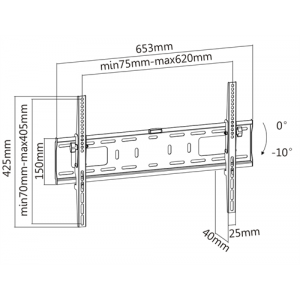 Väggfäste för skärm/tv, 37-70", tilt, max 50 kg, VESA, svart ARM-1154