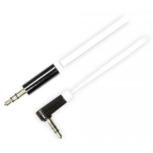Audio cable, angled 3.5mm male to 3.5mm male, 1m, white AUD-123