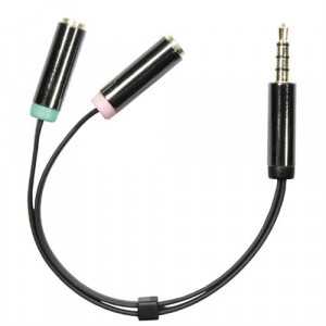 Adapter PC-headset 1 x 3,5mm ha -> 2 x 3,5m ho