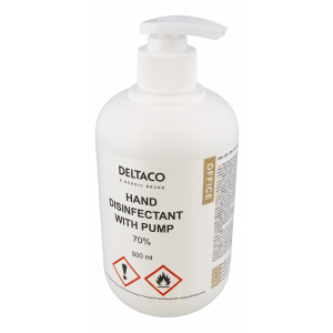 OFFICE Handdesinfektionsmedel med pump, Aloe Vera, 70%, 500 ml, vit CK1038