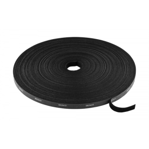 Kardborrband på rulle, bredd 10mm, 25m, svart CM1025S