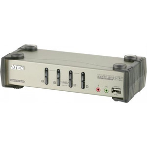 KVM-switch, 1 konsol styr 4 datorer, USB, 2 extra USB-portar, OSD CS1734B-AT-G