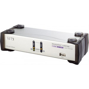 KVM-switch, 1 konsol styr 2 datorer, USB, för dubbla skärmar CS1742C-AT