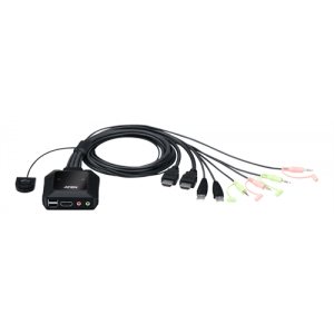 2-port USB 4K HDMI-kabel KVM-switch med fjärrportsväljare, svart CS22H-AT