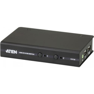 KVM-switch, 1 konsol styr 2 datorer, DVI, USB, 1920x1200, svart CS72D-AT