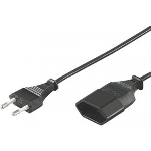Unearthed device cable, straight CEE 7/16 - straight IEC 60906-1 Class 0, 5m DEL-109AF