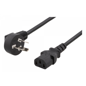 Jordad apparatkabel, PSB-10A - IEC 60320 C13, 2m, svart DEL-109CHI