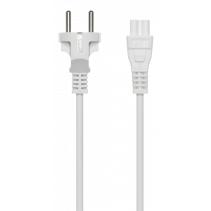 Apparatkabel, rak CEE 7/7 - rak IEC C5, 3m, 3X 1,0mm2, vit DEL-109FV