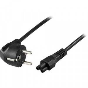Apparatkabel, 3-pin notebook, vinklad CEE 7/7 - rak IEC C5, 2m DEL-109NA