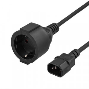 Apparatadapter, IEC C14 hane till CEE 7/4 (Schuko) hona, 1m DEL-109P-100