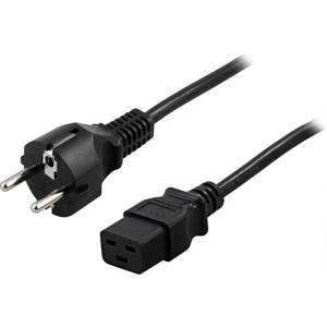 Apparatkabel, 16A, rak CEE 7/7 - rak IEC C19, 2m, svart DEL-109T