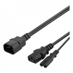 DELTACO Power Cord | Apparatkabel split | IEC C14 - IEC C13 | 0,2m | Svart