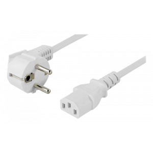 Apparatkabel, vinklad CEE 7/7 till IEC 60320 C13, 10m, vit DEL-111AV