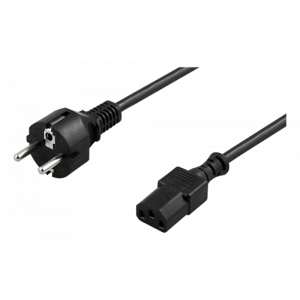 Jordad apparatkabel, CEE 7/7 till IEC 60320 C13, 10m, svart DEL-111N
