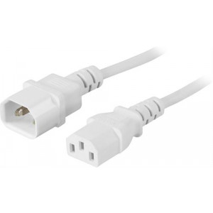 Förlängningskabel, rak, jordad, IEC C13 - rak IEC C14 3m, vit DEL-113AV