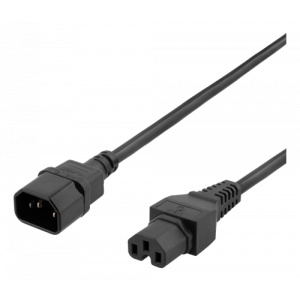2m jordad kabel IEC 60320 C15 - IEC6320 C14, 250V/10A, svart DEL-116B