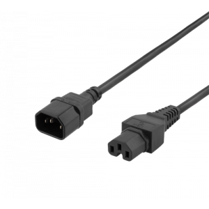 Förlängningskabel IEC C15 - IEC C14, 3m, svart DEL-116C