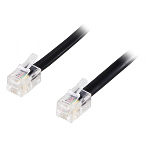 Modularkabel, 4P4C-4P4C, (RJ9/RJ10/RJ22), 10m, svart DEL-160M