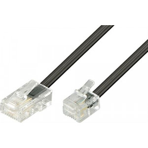 Modulär kabel, 8P4C till 6P4C(RJ11), 3 m, svart DEL-1703S