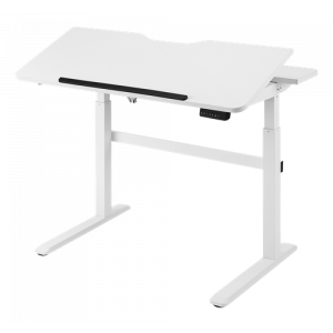 OFFICE Elektriskt sitt/stå skrivbord med tiltbar bordskiva och LED-kontrollpanel, vit DELO-0100