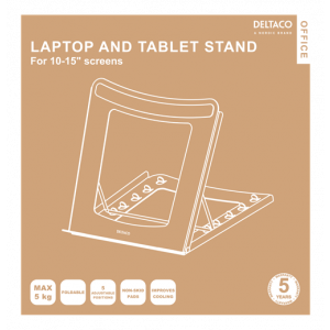 OFFICE Vikbart stativ i stål för laptop/surfplatta. 5-höjdnivåer, 10-15", svart DELO-0200